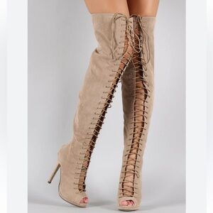 Miss Lola Lace-Up Knee-High Boots king Kylie era 2016